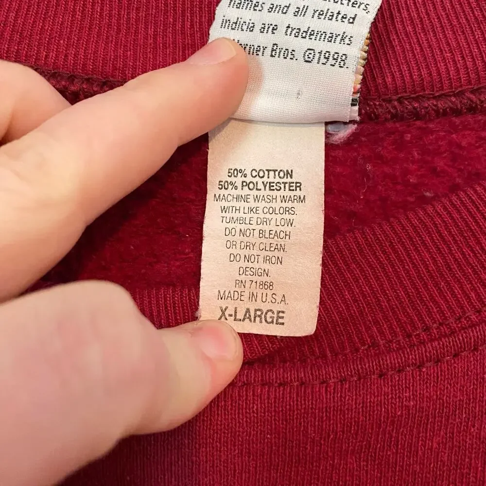 Looney Tunes Tweety XL Red Sweatshirt Vintage Pullover Long Sleeve Top Shirt - Picture 5 of 6